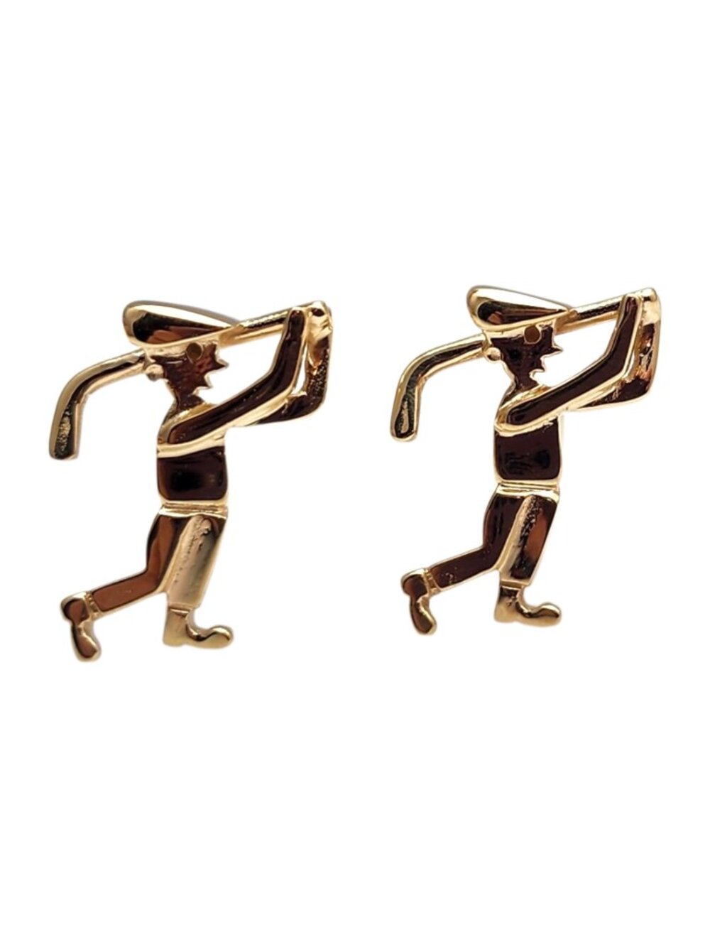 14K Yellow Gold Golfing Man Cuff Links #25393
